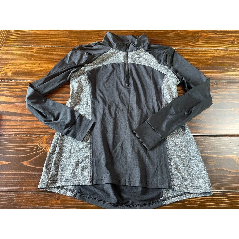 Zone Pro Track Jacket Women's Size Small Black Gray 1/4 Zip Activewear Mock Neck